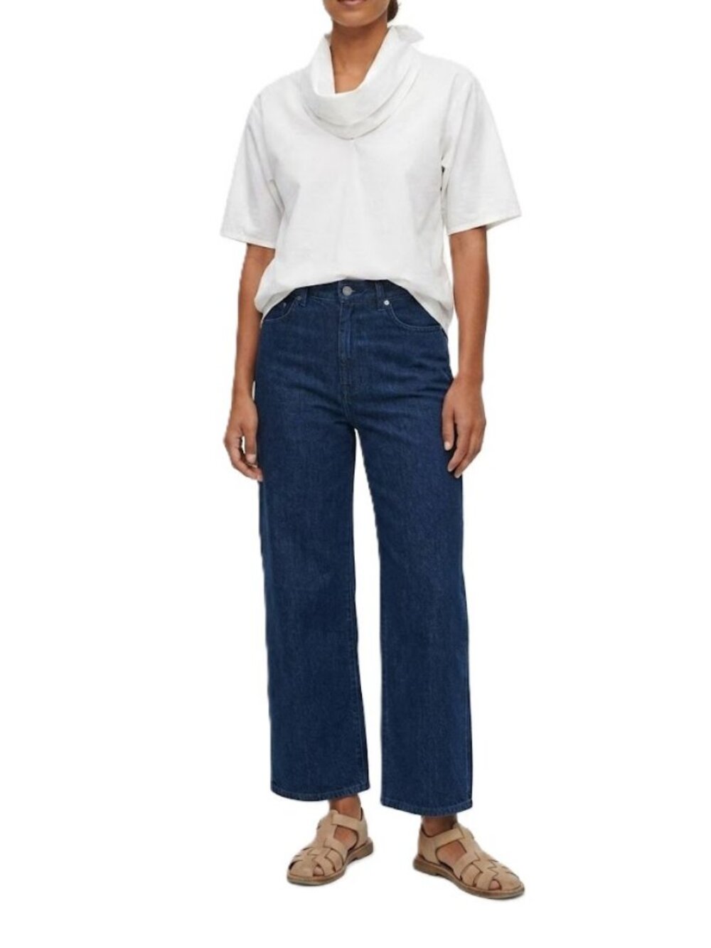 MARIMEKKO Kulkija Cotton Poplin Tie Neck Blouse White US 4 Scandi Relaxed Fit